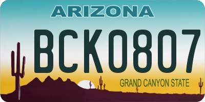 AZ license plate BCK0807