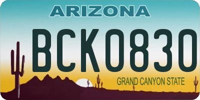 AZ license plate BCK0830