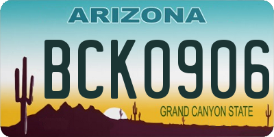 AZ license plate BCK0906