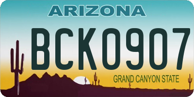 AZ license plate BCK0907