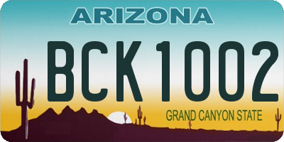 AZ license plate BCK1002