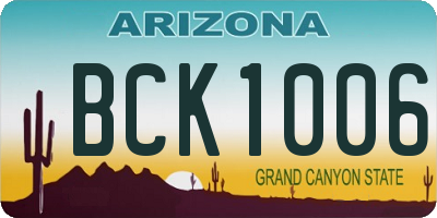 AZ license plate BCK1006