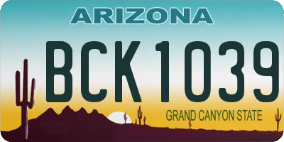 AZ license plate BCK1039