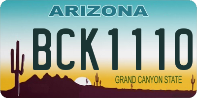 AZ license plate BCK1110