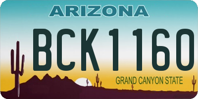 AZ license plate BCK1160