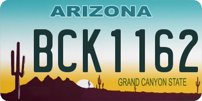 AZ license plate BCK1162