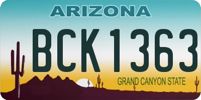 AZ license plate BCK1363