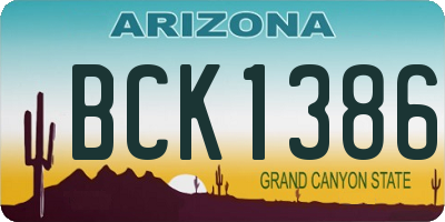 AZ license plate BCK1386