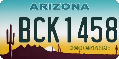 AZ license plate BCK1458