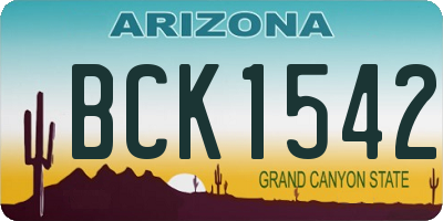 AZ license plate BCK1542