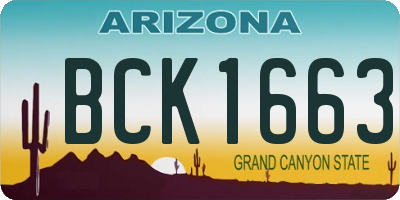 AZ license plate BCK1663