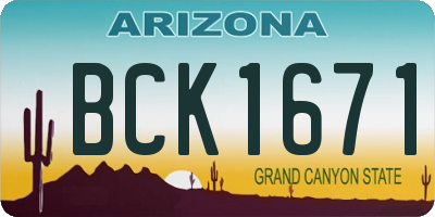 AZ license plate BCK1671