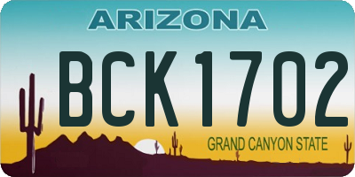 AZ license plate BCK1702