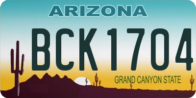 AZ license plate BCK1704