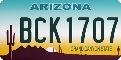 AZ license plate BCK1707