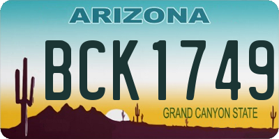 AZ license plate BCK1749