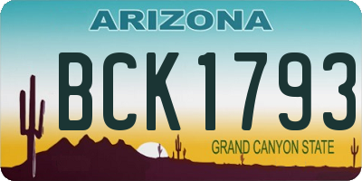 AZ license plate BCK1793