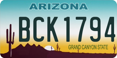 AZ license plate BCK1794