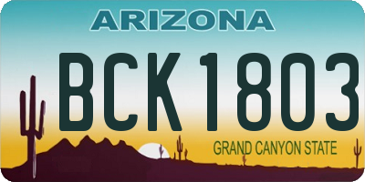 AZ license plate BCK1803