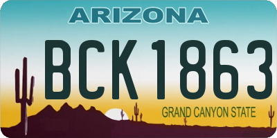 AZ license plate BCK1863