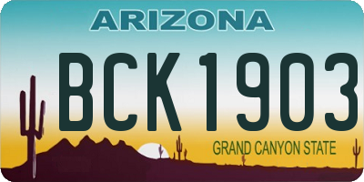 AZ license plate BCK1903