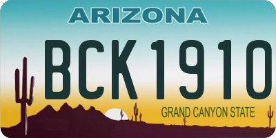 AZ license plate BCK1910