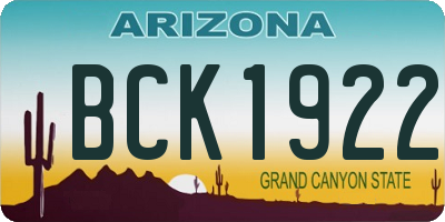 AZ license plate BCK1922