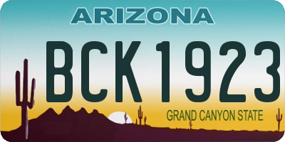 AZ license plate BCK1923