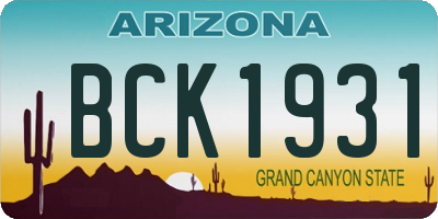 AZ license plate BCK1931