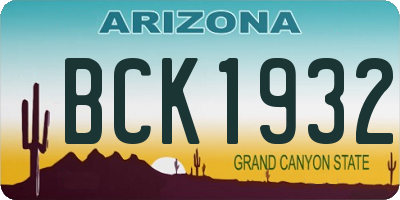 AZ license plate BCK1932