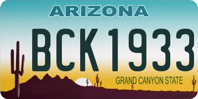 AZ license plate BCK1933