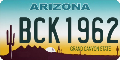 AZ license plate BCK1962