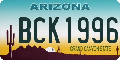 AZ license plate BCK1996