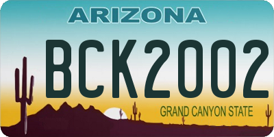 AZ license plate BCK2002