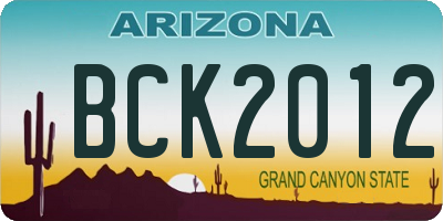 AZ license plate BCK2012