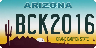 AZ license plate BCK2016