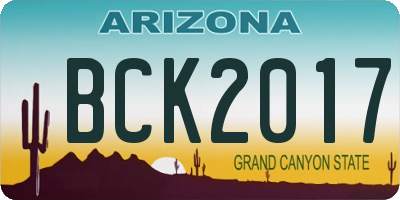 AZ license plate BCK2017