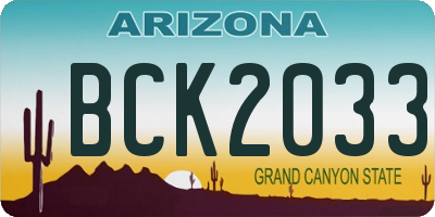 AZ license plate BCK2033