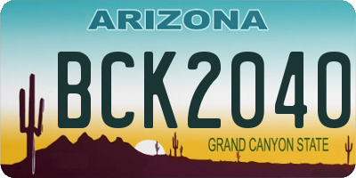 AZ license plate BCK2040