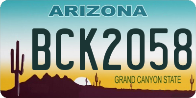 AZ license plate BCK2058