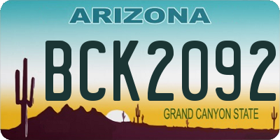 AZ license plate BCK2092