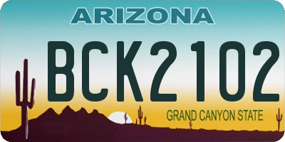 AZ license plate BCK2102