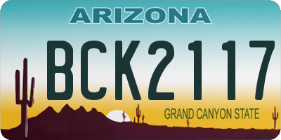 AZ license plate BCK2117