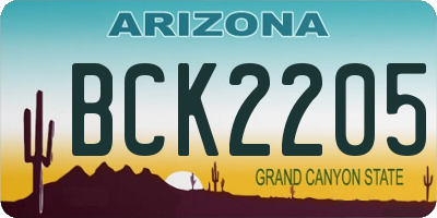 AZ license plate BCK2205