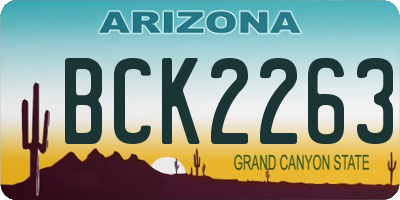 AZ license plate BCK2263