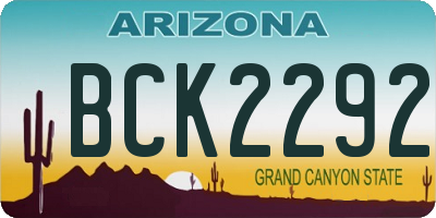 AZ license plate BCK2292