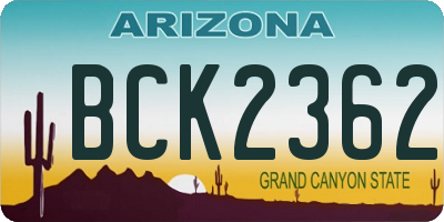 AZ license plate BCK2362