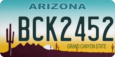 AZ license plate BCK2452