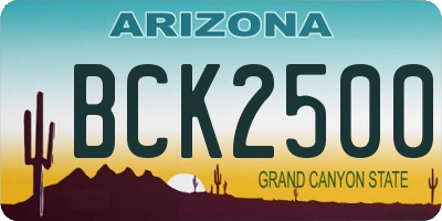 AZ license plate BCK2500