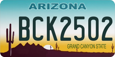 AZ license plate BCK2502